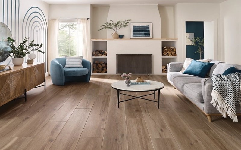 Coretec Floors Parchment Oak Modern Living Room Setting