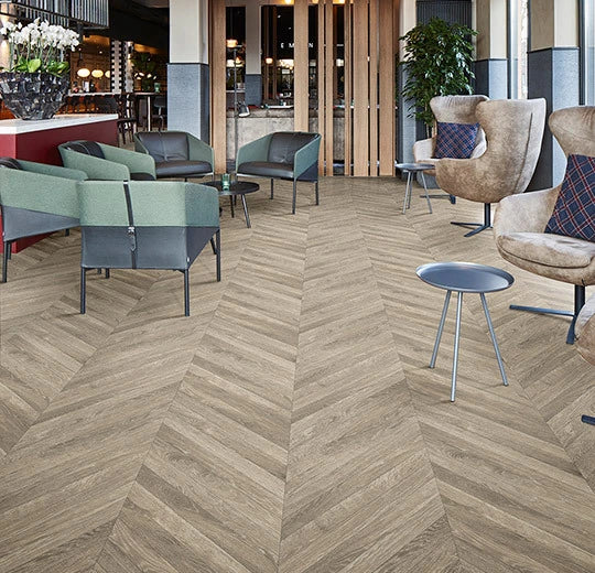 Forbo Summer Chevron Heterogeneous Sheet Vinyl 10071 Flotex Natural (79" Width)