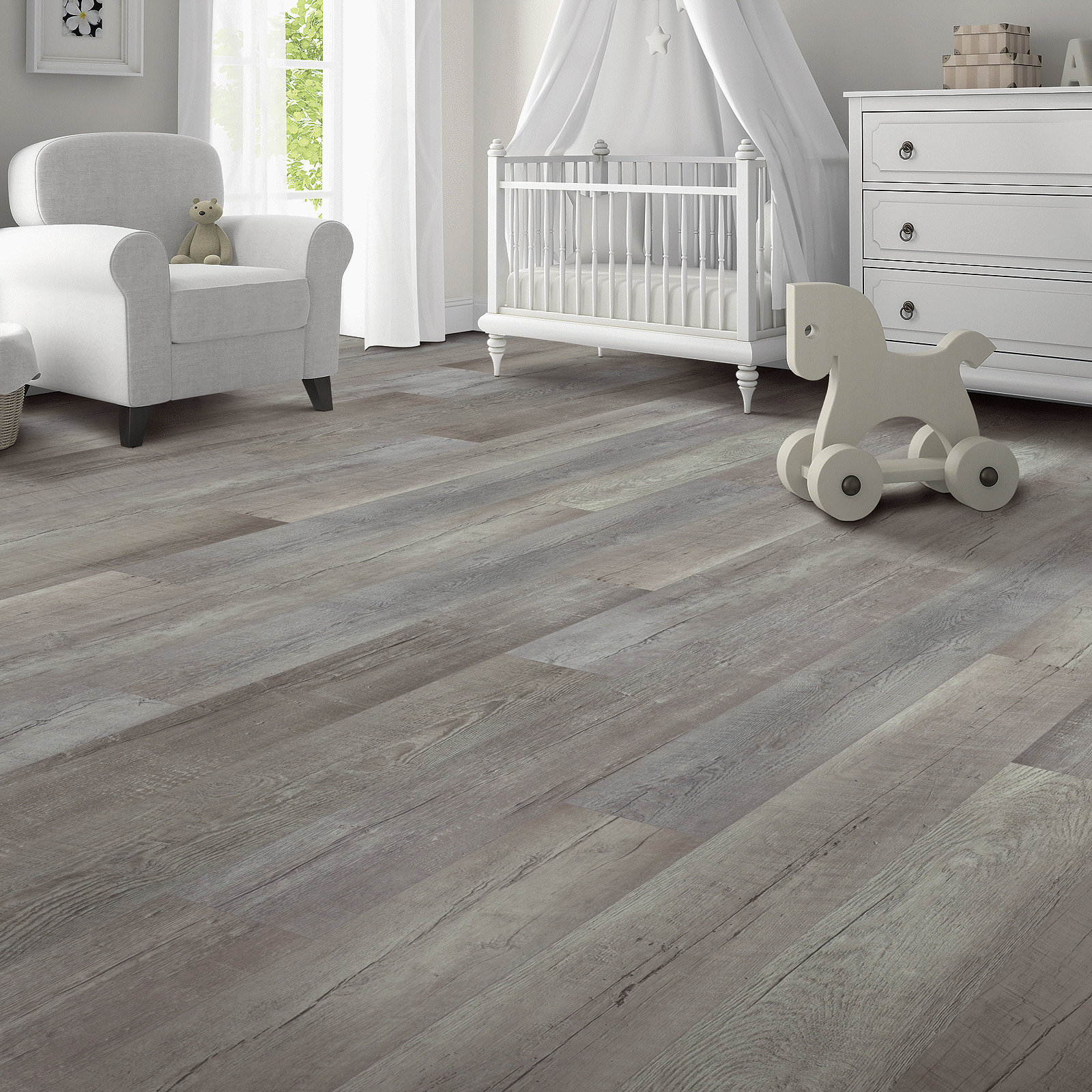 Mohawk Worn Gray Vinyl Plank FTS21-936 SolidTech Select Founders Trace 7" x 48" (23.86 SF/Box)