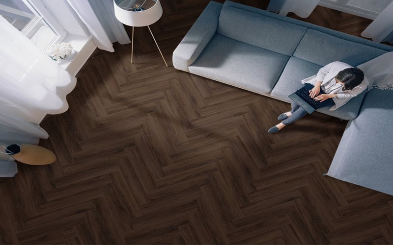 Stanton Natural Beauty Herringbone Lenox Peak Walnut 35401 5" X 24" Luxury Vinyl Plank (26.05 SF/Box)