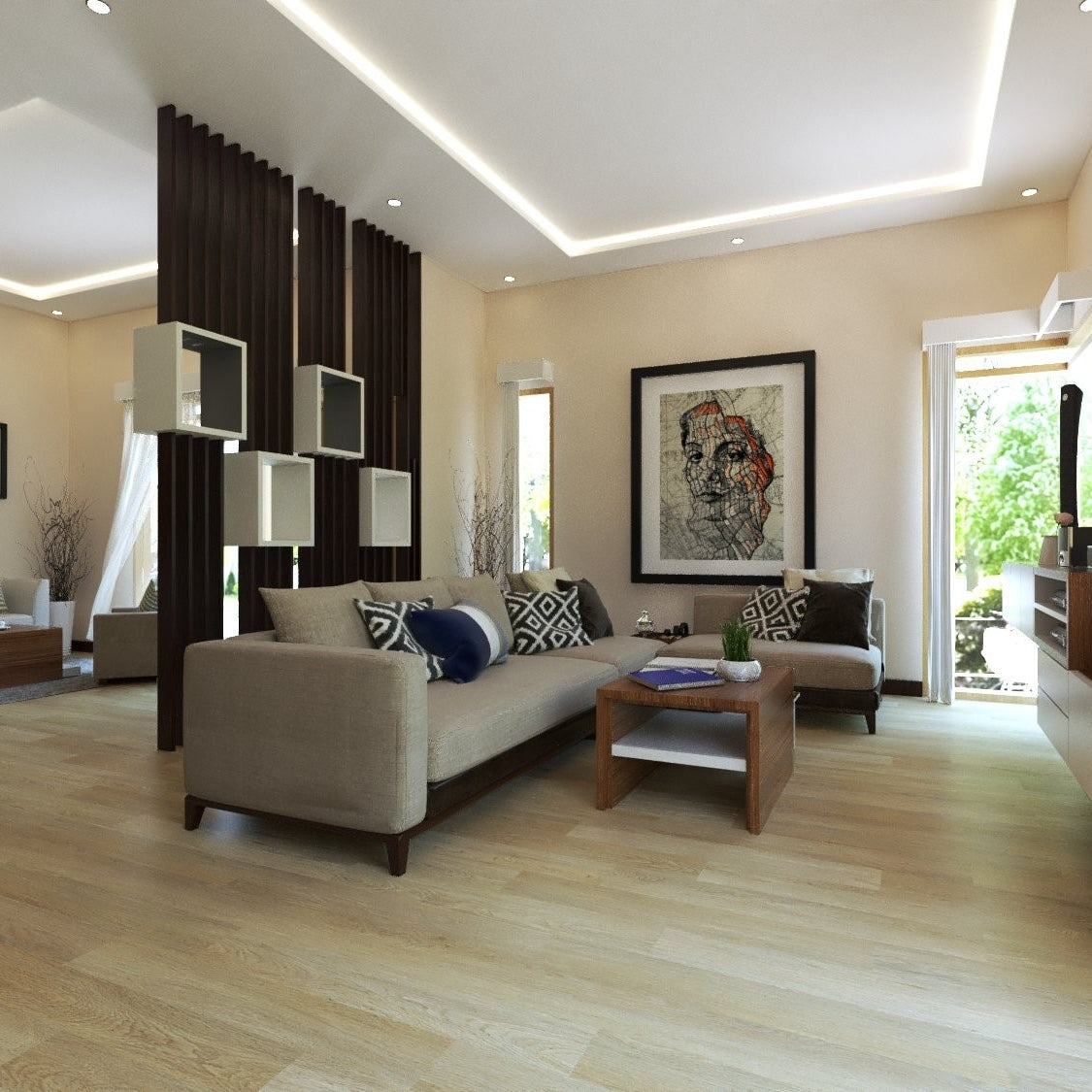 Luxway Meadow Savannah 7" x 48" Floating LVT (23.9 SF/Box) — room view