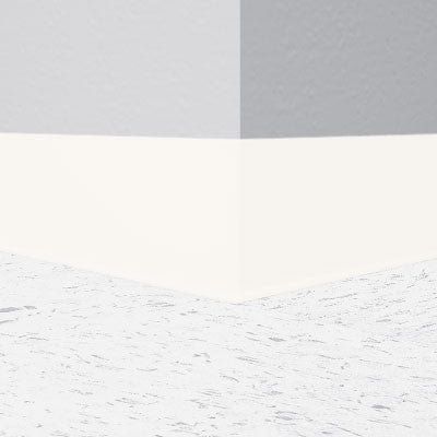 Roppe 700 Series Rubber Cove Molding Wall Base White 4.5" x 120' Roll by 1/8" Cove – product image showing size, style, and brand details.