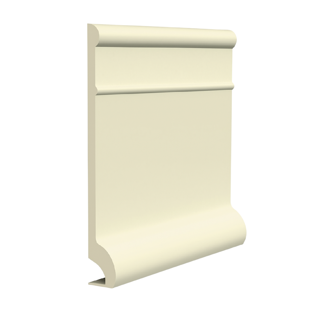 Roppe Pinnacle Plus Wall Base Invent #95 White 5 1/2" x 60' Roll by 3/8" Cove (with Toe)