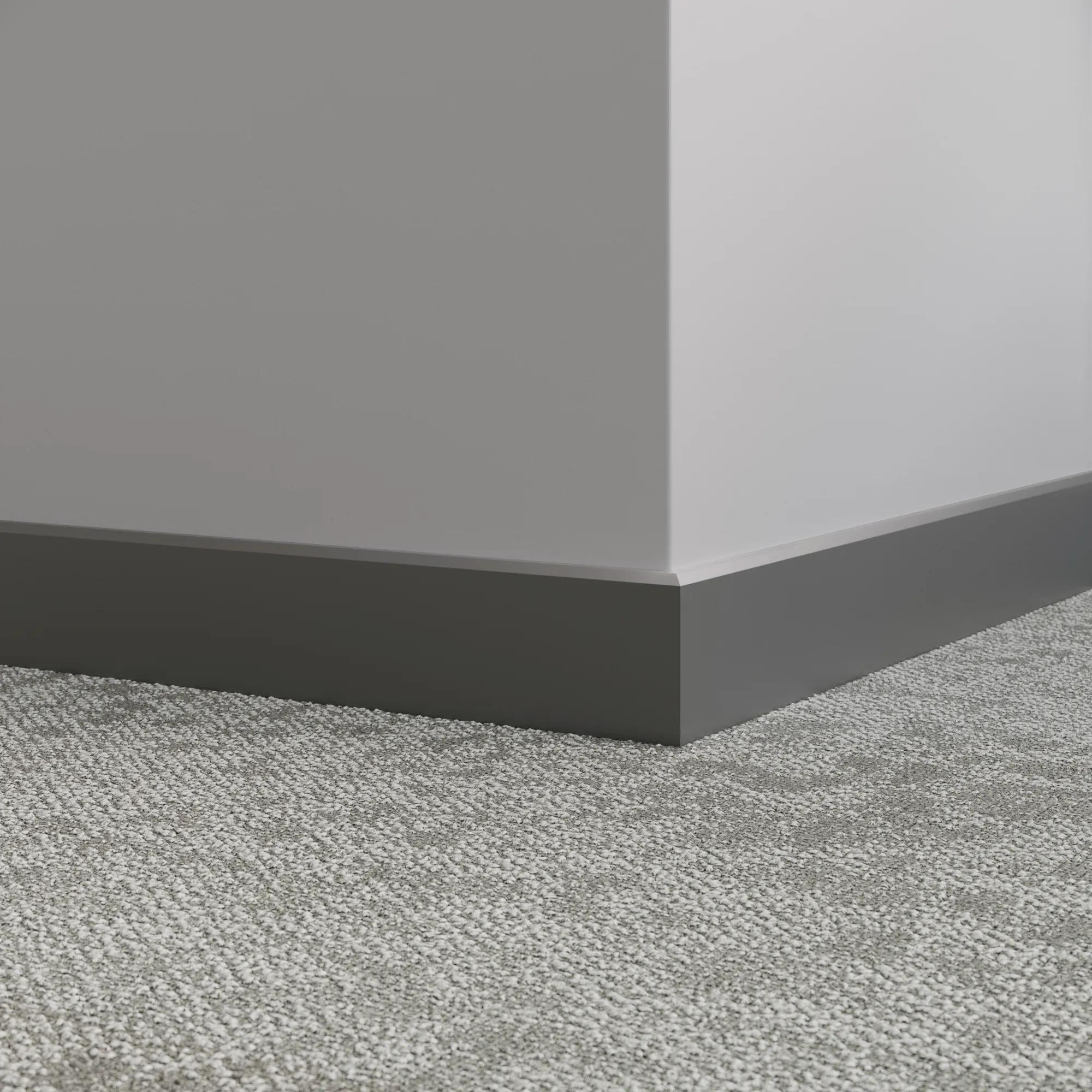 Tarkett / Johnsonite Millwork Mandalay 3" 20 Charcoal 3" x 8' by 3/8" – product image showing size, style, and brand details.