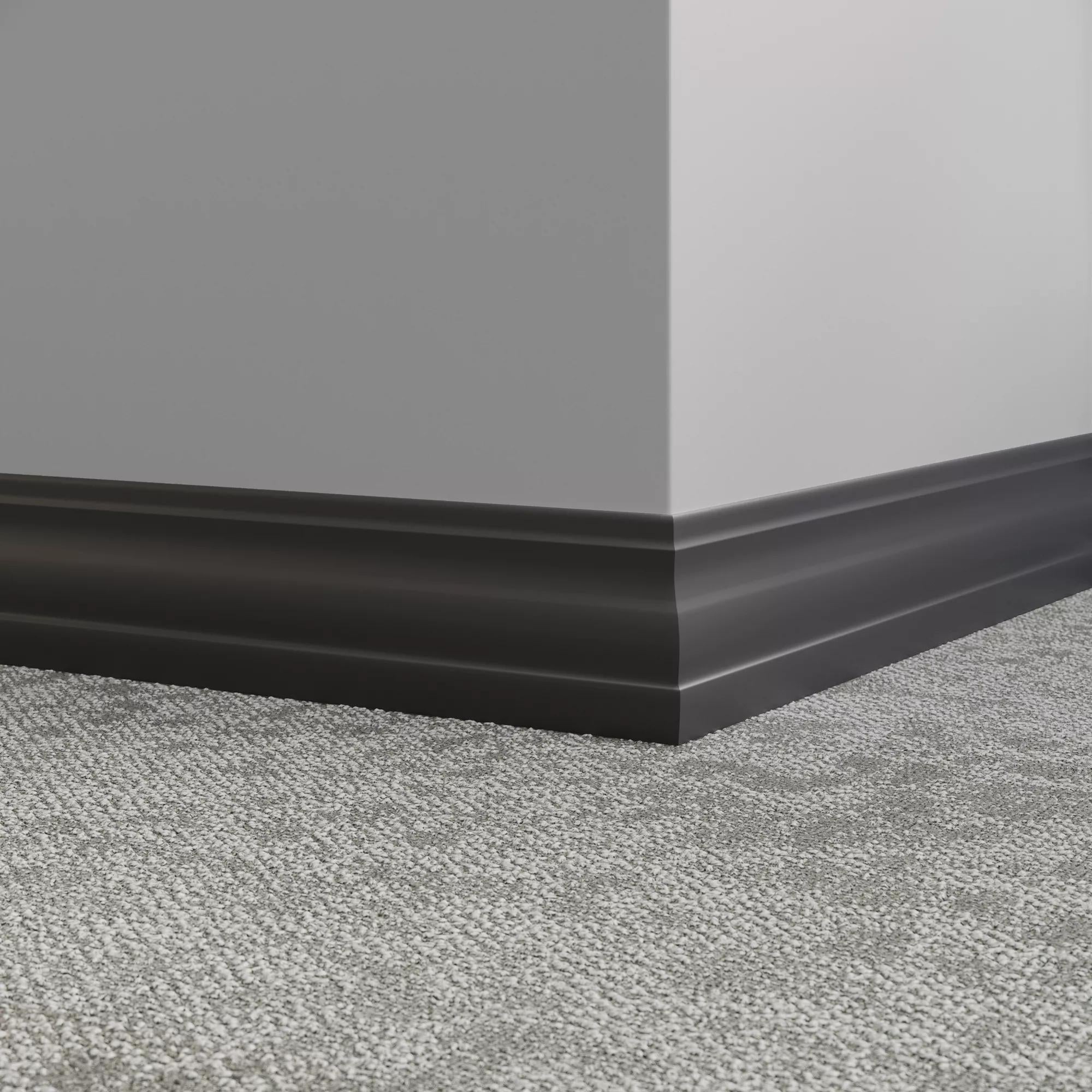 Tarkett / Johnsonite Millwork Delineate 4-1/4" 40 Black 4.25" x 8' by 3/8" (48 LF/box)