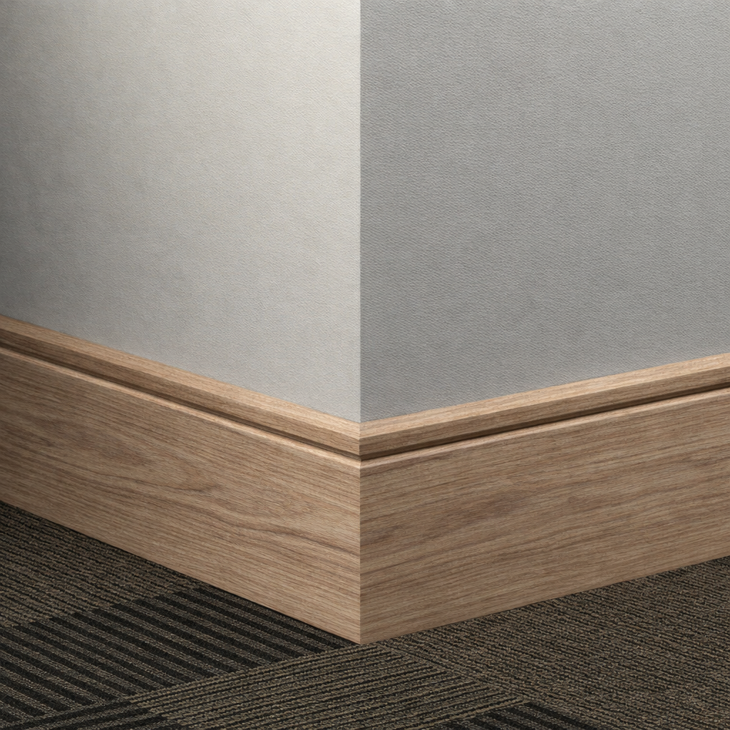 Tarkett / Johnsonite Masquerade Reveal ME3 Seasoned Oak Scout 4 1/4" x 8' Pieces by 1/4" Straight (Toeless)