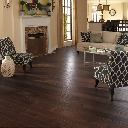 Mohawk Mocha Hickory Engineered Hardwood WEK33-95 TecWood Essentials Weathered Portrait Multi Width 3” 5” 7” x Random Lengths (29.85 SF/Box)
