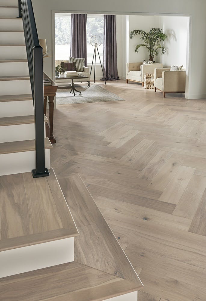 Mannington Snowcap Engineered Hardwood HPLS37SNWF1 Latitude Park City Herringbone 7 1/2" x 37.5” (23.4 SF/Box)