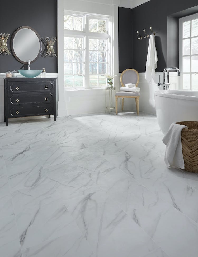 Mannington Legacy White with Gray Glue Down LVT FXR120-468982 Adura Flex 12" x 24" (36 SF/Box)