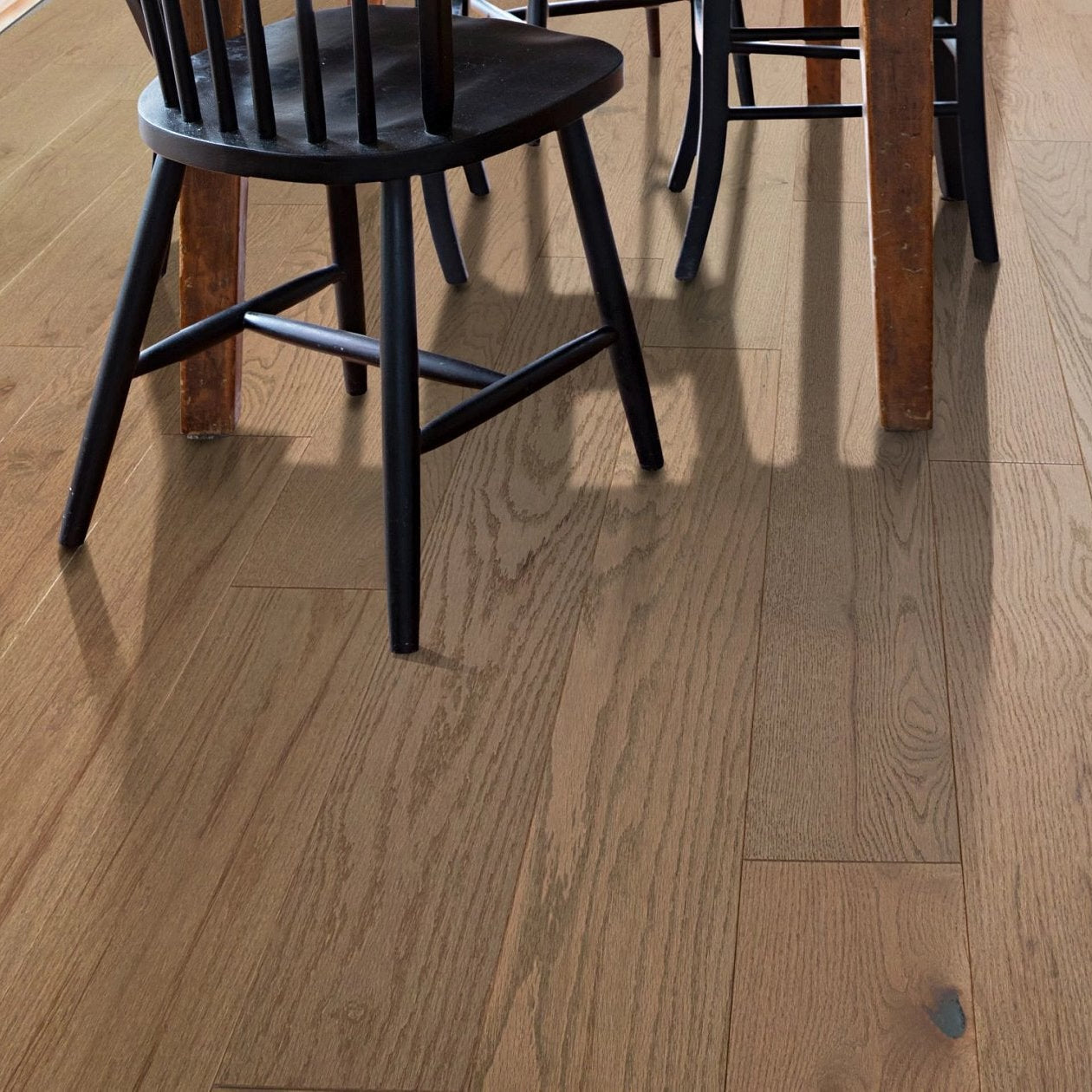 Living room room view with Shaw Exploration West Canyon engineered hardwood flooring in a natural wood hardwood finish.