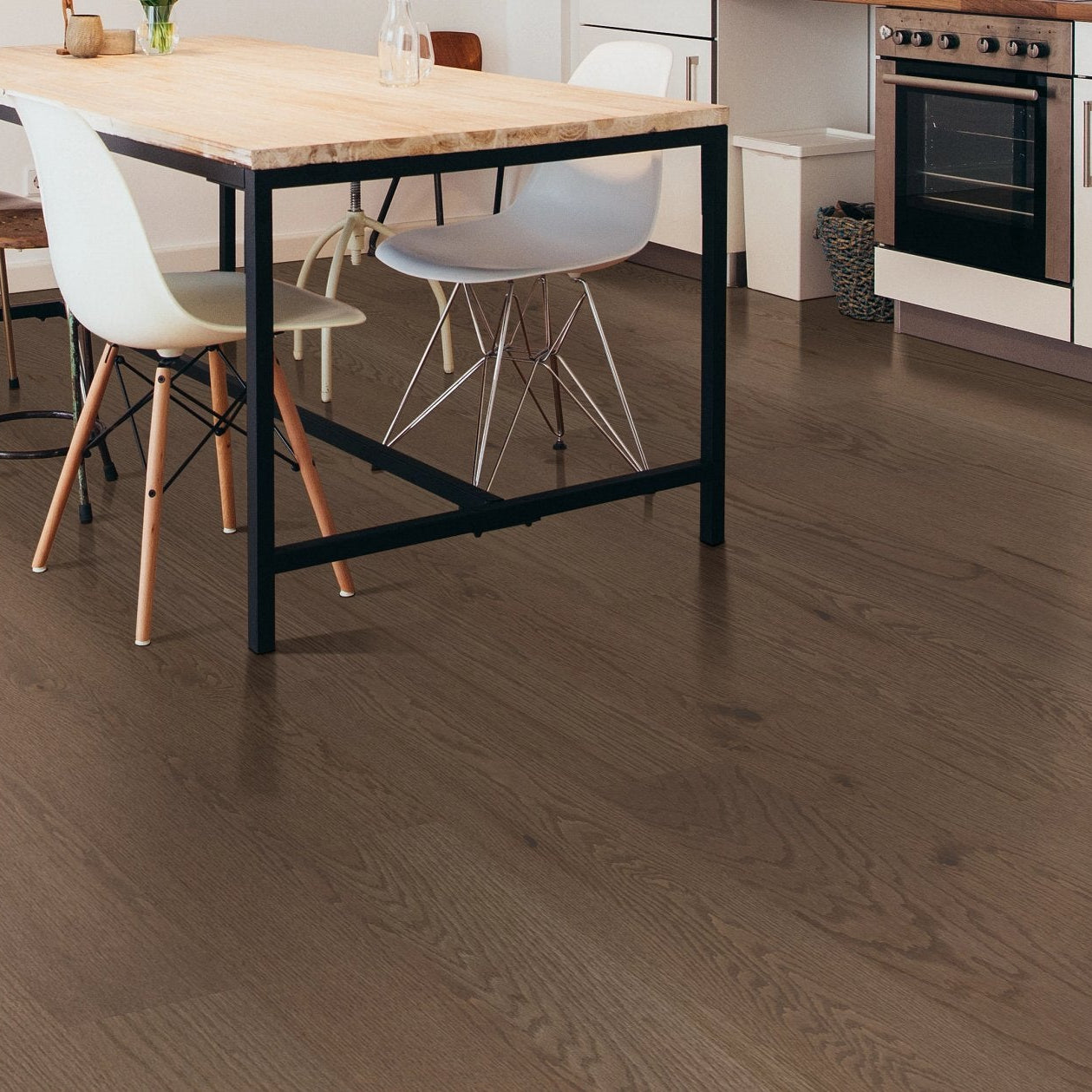 Shaw Exploration West Vale engineered hardwood flooring shown across a living room, highlighting a natural wood hardwood look.