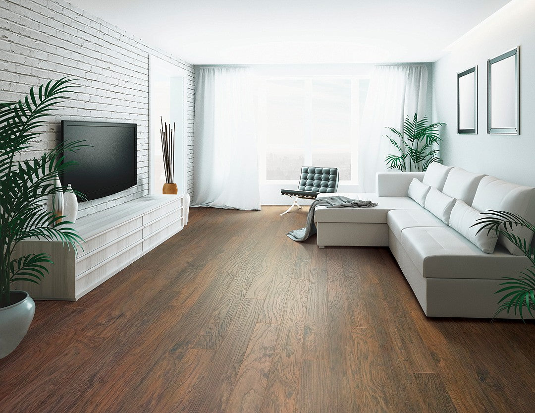 Mohawk Rustic Suede Hickory Laminate CDL89-04 RevWood Essentials Kingmire 5.24" x 47.24" (20.62 SF/Box) — room view