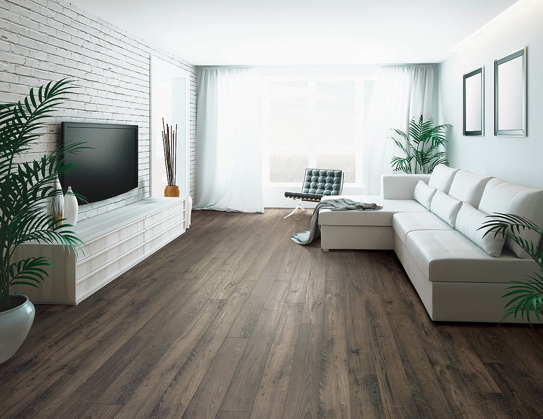 Mohawk Millstone Chestnut Laminate CDL89-06 RevWood Essentials Kingmire 5.24" x 47.24" (20.62 SF/Box) — room view