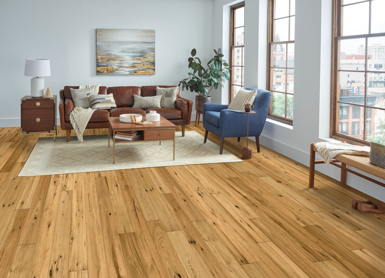 Bruce Brushed Impressions Bronze Collection BRBH53EK30W Subtle Spring 5 inch x 15.7-48 inch White Oak Engineered Hardwood Flooring (26.58 SF/Box)