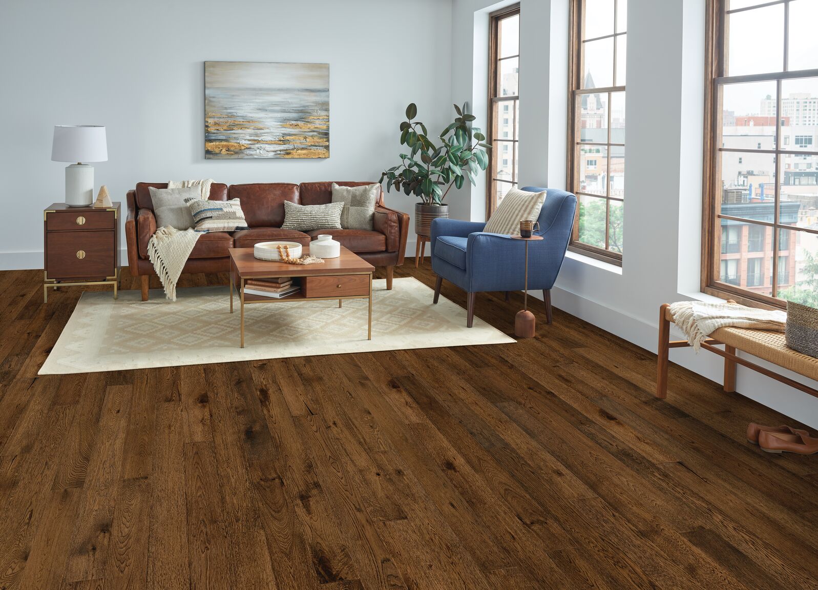 Bruce Brushed Impressions Bronze Collection BRBH53EK70W Vineyard Dream 5 inch x 15.7-48 inch White Oak Engineered Hardwood Flooring (26.58 SF/Box)