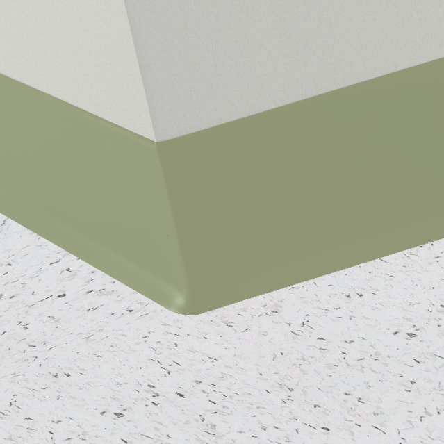 Roppe 700 Series Rubber Cove Molding Wall Base 663 Aged Fern 4" x 120' Roll by 1/8" Cove (with Toe)