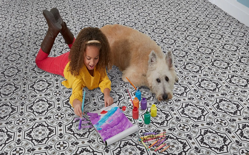 Luxury Vinyl Sheet Mannington In a Girl Painting with Dog
