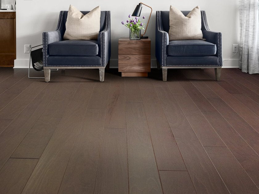 Shaw Ocala Windsurf engineered hardwood flooring shown across a living room, highlighting a natural wood hardwood look.