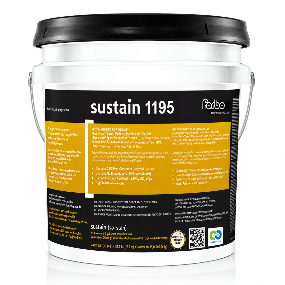 - Forbo Sustain 1195 Marmoleum Sheet & Tile Adhesive - 1 Gallon - (Covers 125 SF)