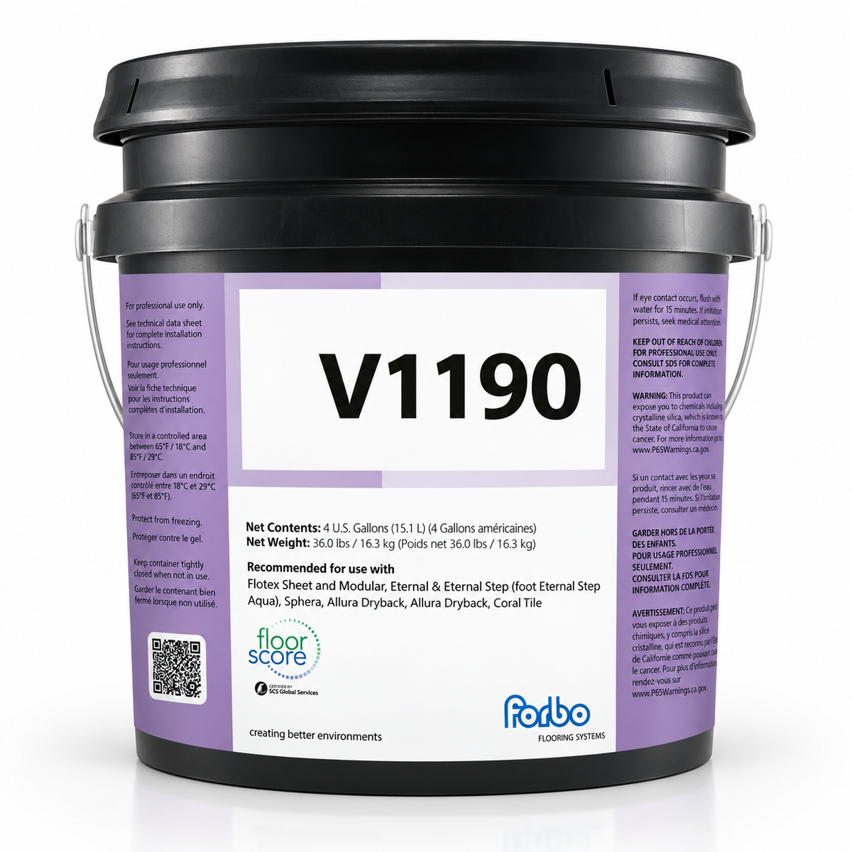 - Forbo V-1190 Vinyl & Flotex Adhesive (500–1,200 SF) - 4 Gallon