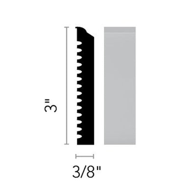 Flexco Base Sculpture Regal True White 3" x 8' by 3/8" (40 LF/Box)
