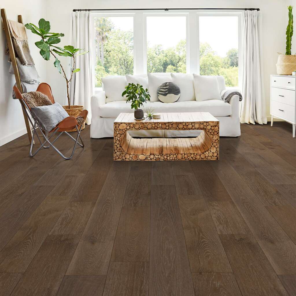 Shaw Castlewood Oak SW485-00986 Trestle 7.48" x Random Lengths up to 74.8" Engineered Wire Brushed White Oak Hardwood Flooring (31.09 Sf/Box)