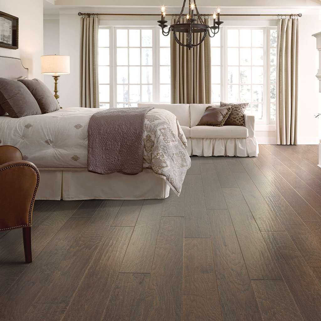 Shaw Riverstone SW593-09012 Espresso 6.38" x Random Lengths up to 58.5" Engineered Scraped Hickory Hardwood Flooring (30.48 Sf/Box)