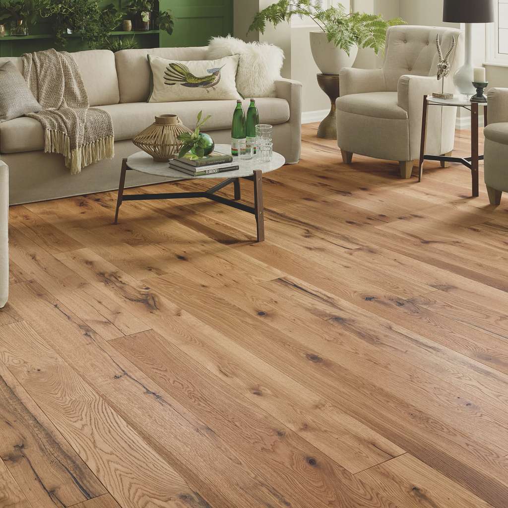 Shaw Reflections White Oak Sw661-01079 Natural 7" x Random Lengths up to 82.5" Engineered Wire Brushed White Oak Hardwood Flooring (23.58 Sf/Box)