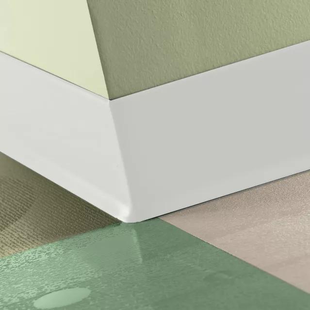 Tarkett / Johnsonite Traditional Duracove Rubber Wall Base #08 Icicle 4" x 4' by 1/8" Cove – product image showing size, style, and brand details.