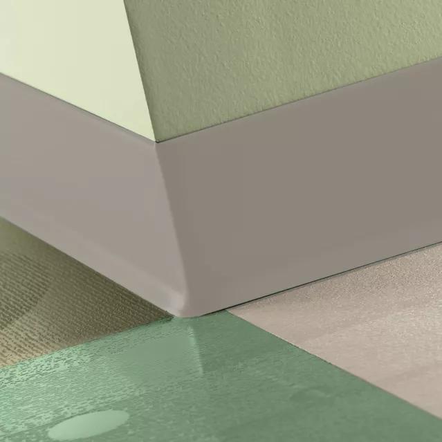 Tarkett / Johnsonite Traditional Duracove Rubber Wall Base #121 Cement 4" x 4' by 1/8" Cove – product image showing size, style, and brand details.