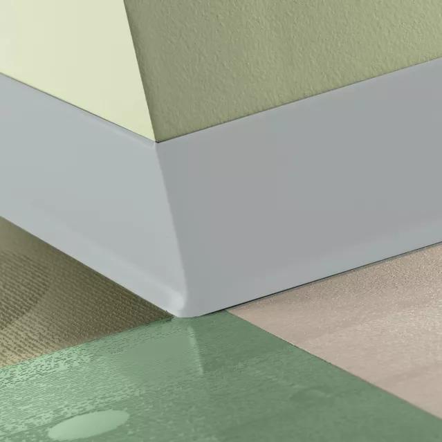 Tarkett / Johnsonite Traditional Duracove Rubber Wall Base #21 Platinum 4" x 120' Roll by 1/8" Cove – product image showing size, style, and brand details.
