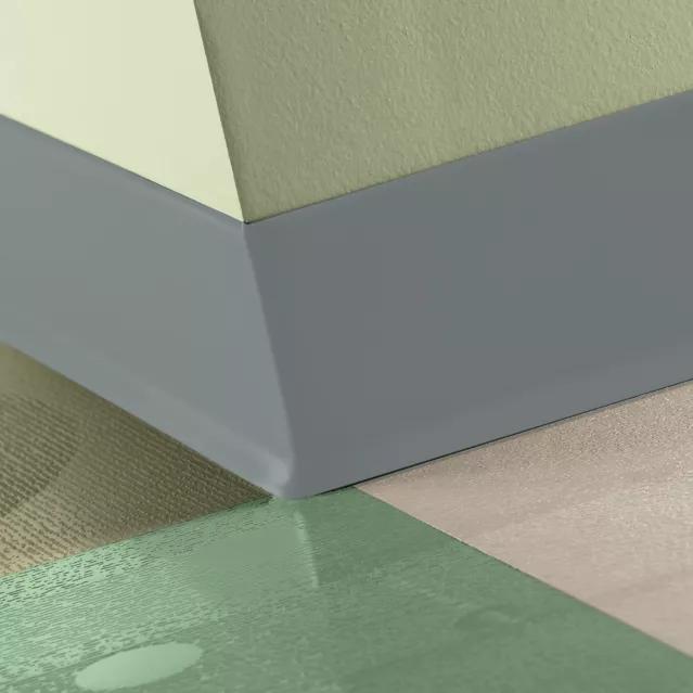 Tarkett / Johnsonite Traditional Duracove Rubber Wall Base #28 Medium Grey 4" x 4' by 1/8" Cove – product image showing size, style, and brand details.