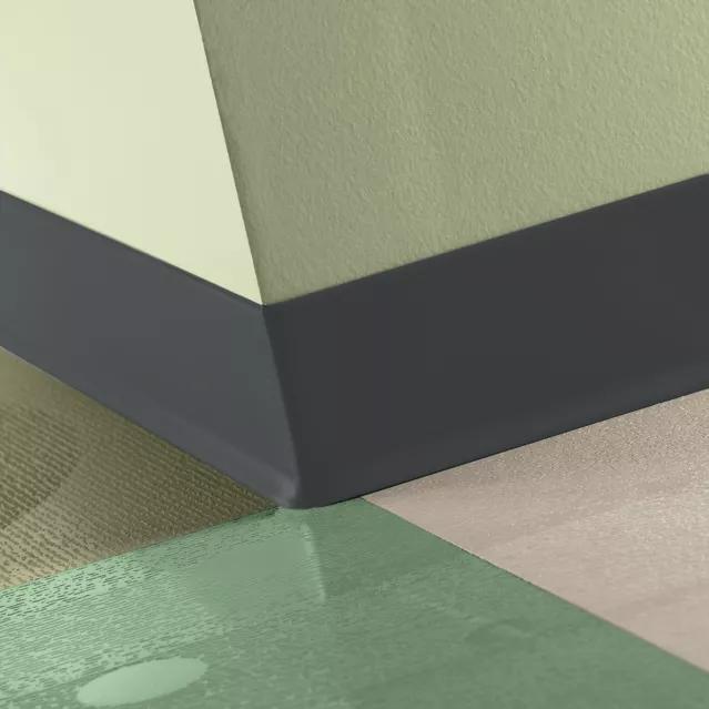 Tarkett / Johnsonite Traditional Duracove Rubber Wall Base #Tarkett 40 Black Duracove Traditional 2.5" x 120' Roll by 1/8" Cove – product image showing size, style, and brand details.