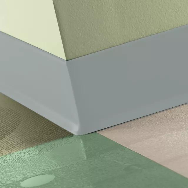 Tarkett / Johnsonite Traditional Duracove Rubber Wall Base #69 Sterling Silver 4" x 120' Roll by 1/8" Cove – product image showing size, style, and brand details.