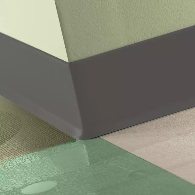 Tarkett / Johnsonite Traditional Duracove Rubber Wall Base #Tb1 Peppercorn 4" x 4' by 1/8" Cove – product image showing size, style, and brand details.