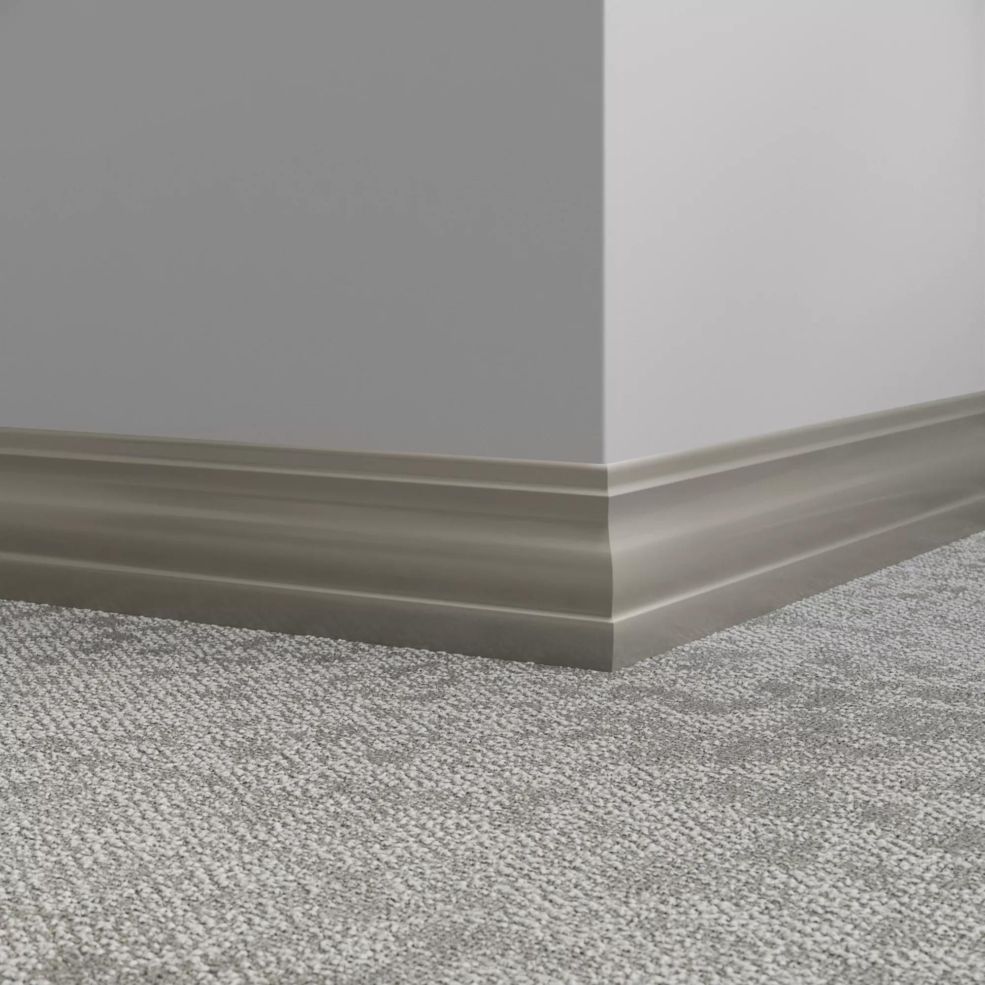 Tarkett / Johnsonite Millwork Delineate 4-1/4" 179 Steel 4.25" x 8' by 3/8" – product image showing size, style, and brand details.