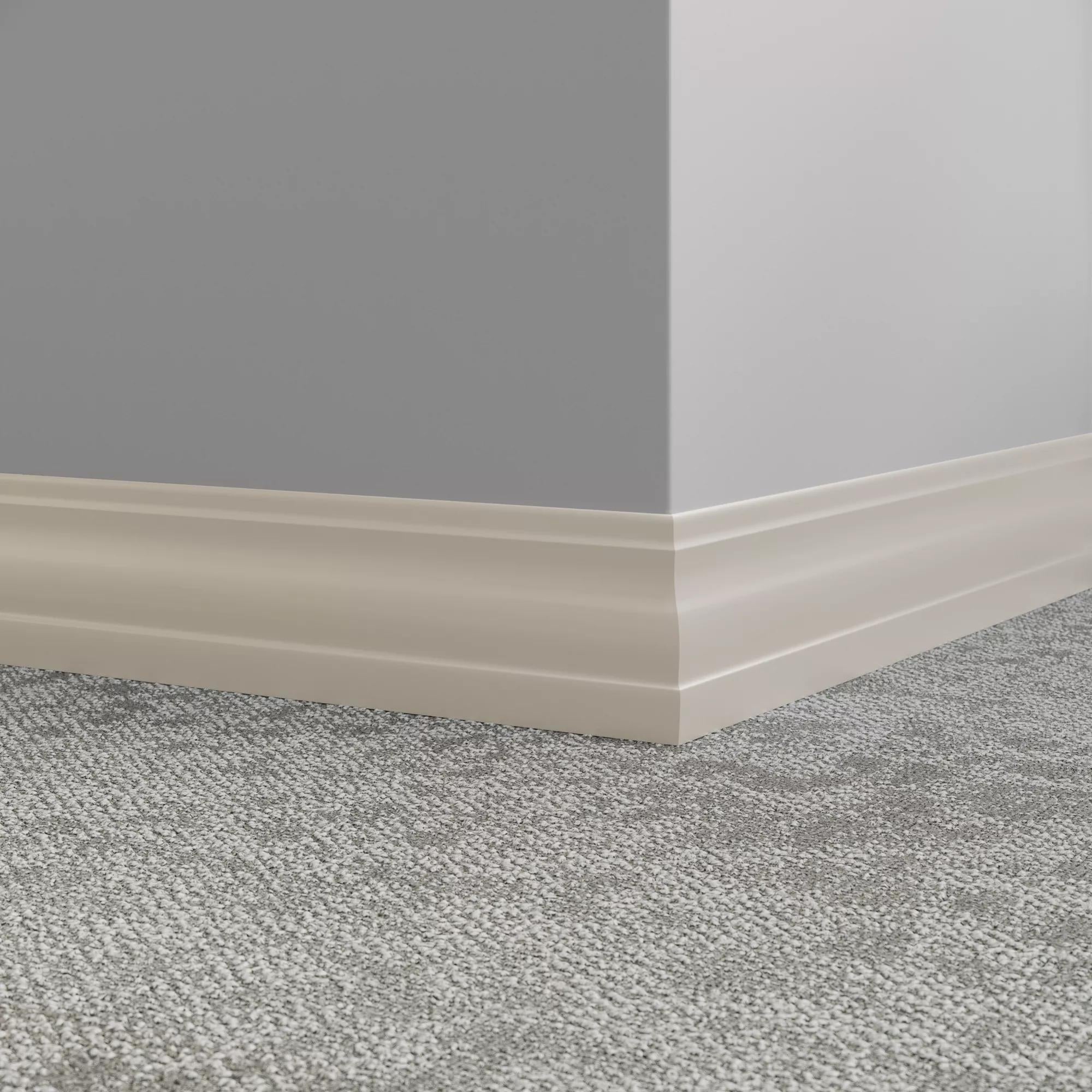 Tarkett / Johnsonite Millwork Delineate 4-1/4" 24 Grey Haze 4.25" x 8' by 3/8" – product image showing size, style, and brand details.