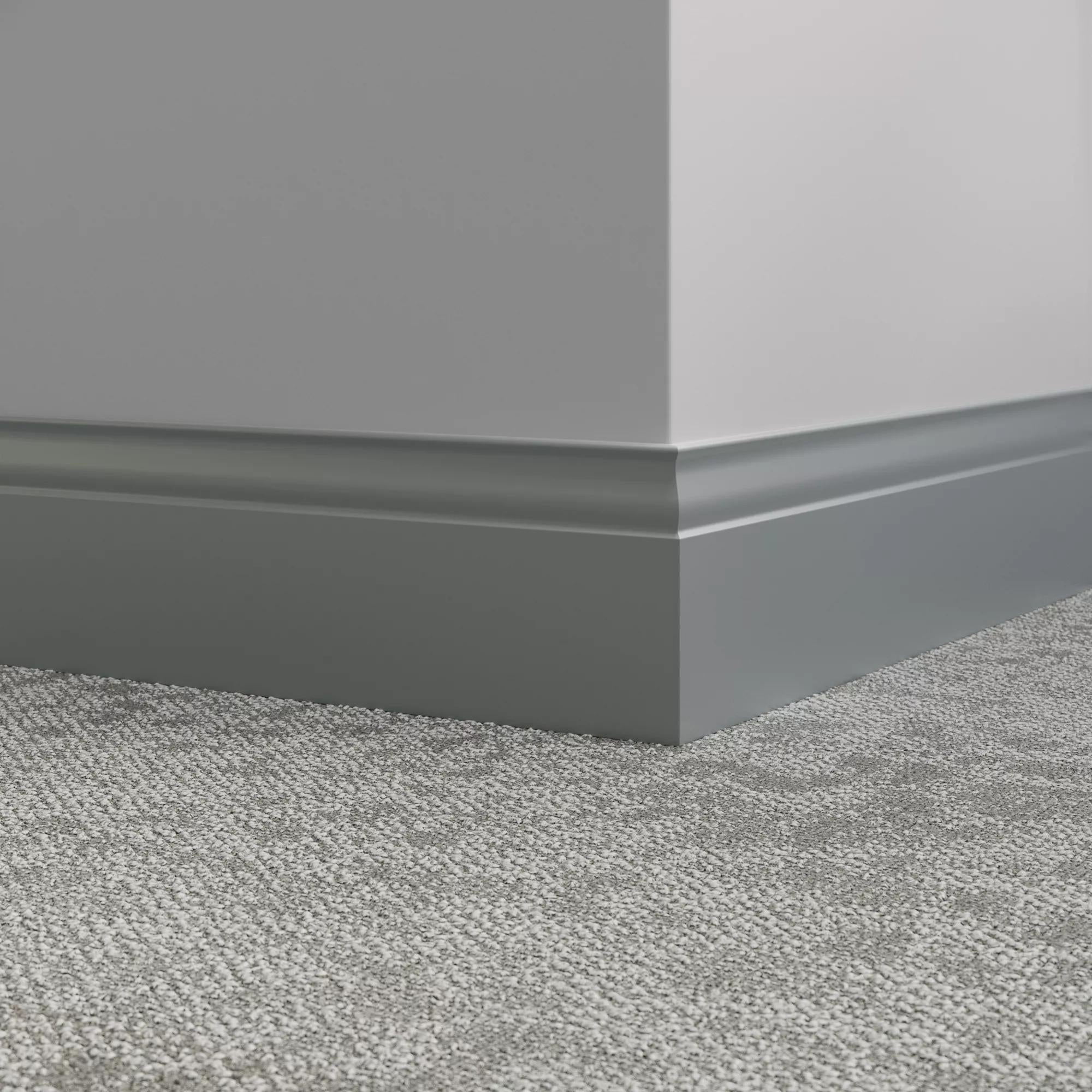 Tarkett / Johnsonite Millwork Inflection 5-1/4" 28 Medium Grey 5.25" x 8' by 3/8" – product image showing size, style, and brand details.
