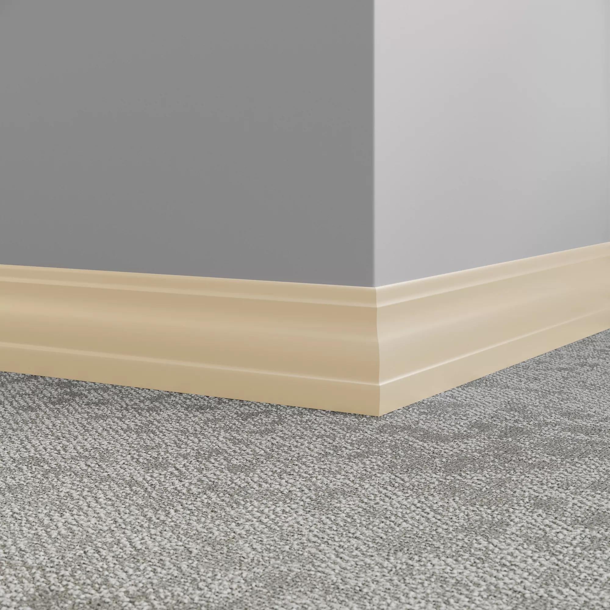 Tarkett / Johnsonite Millwork Delineate 4-1/4" 34 Almond 4.25" x 8' by 3/8" – product image showing size, style, and brand details.