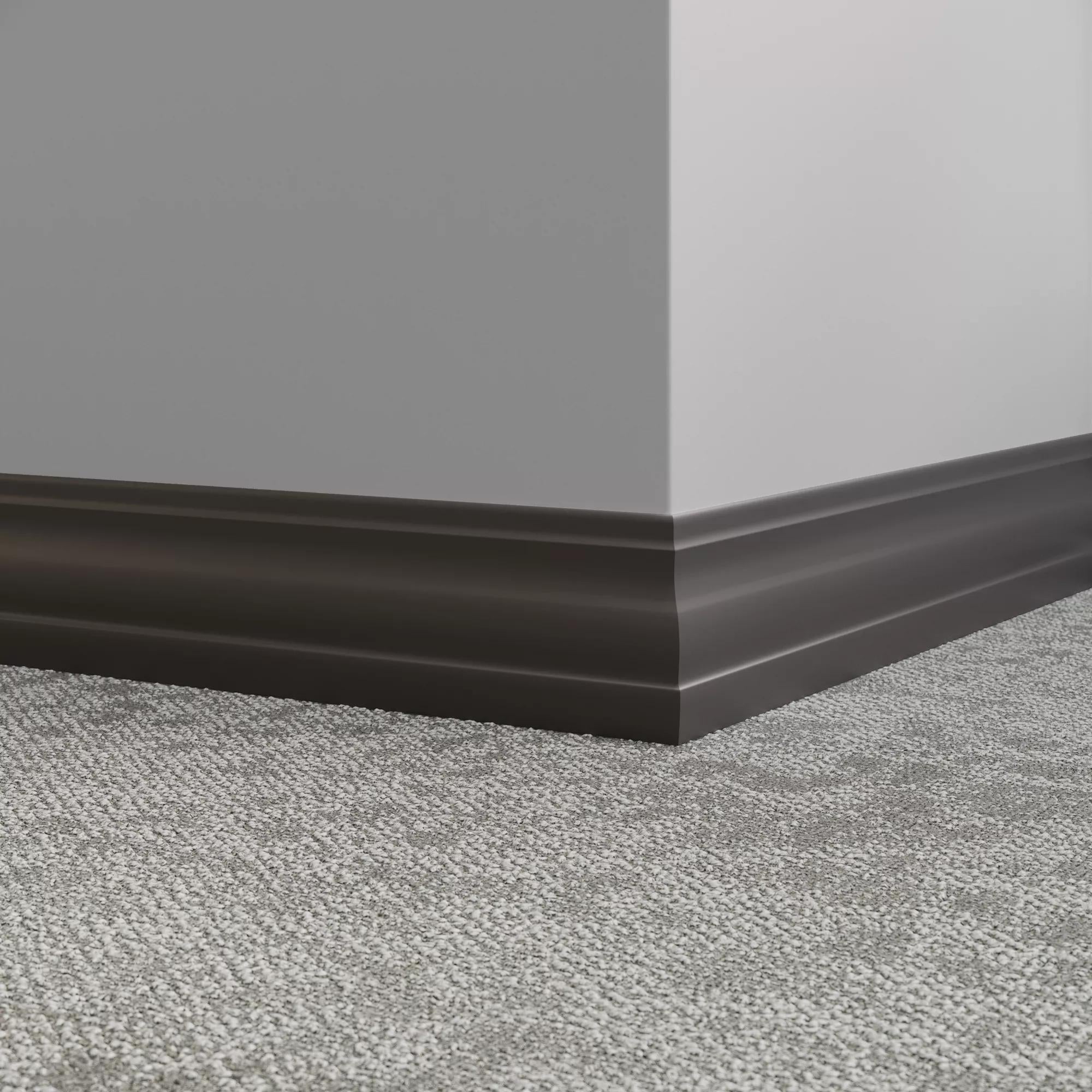 Tarkett / Johnsonite Millwork Delineate 4-1/4" 44 Dark Brown 4.25" x 8' by 3/8" – product image showing size, style, and brand details.