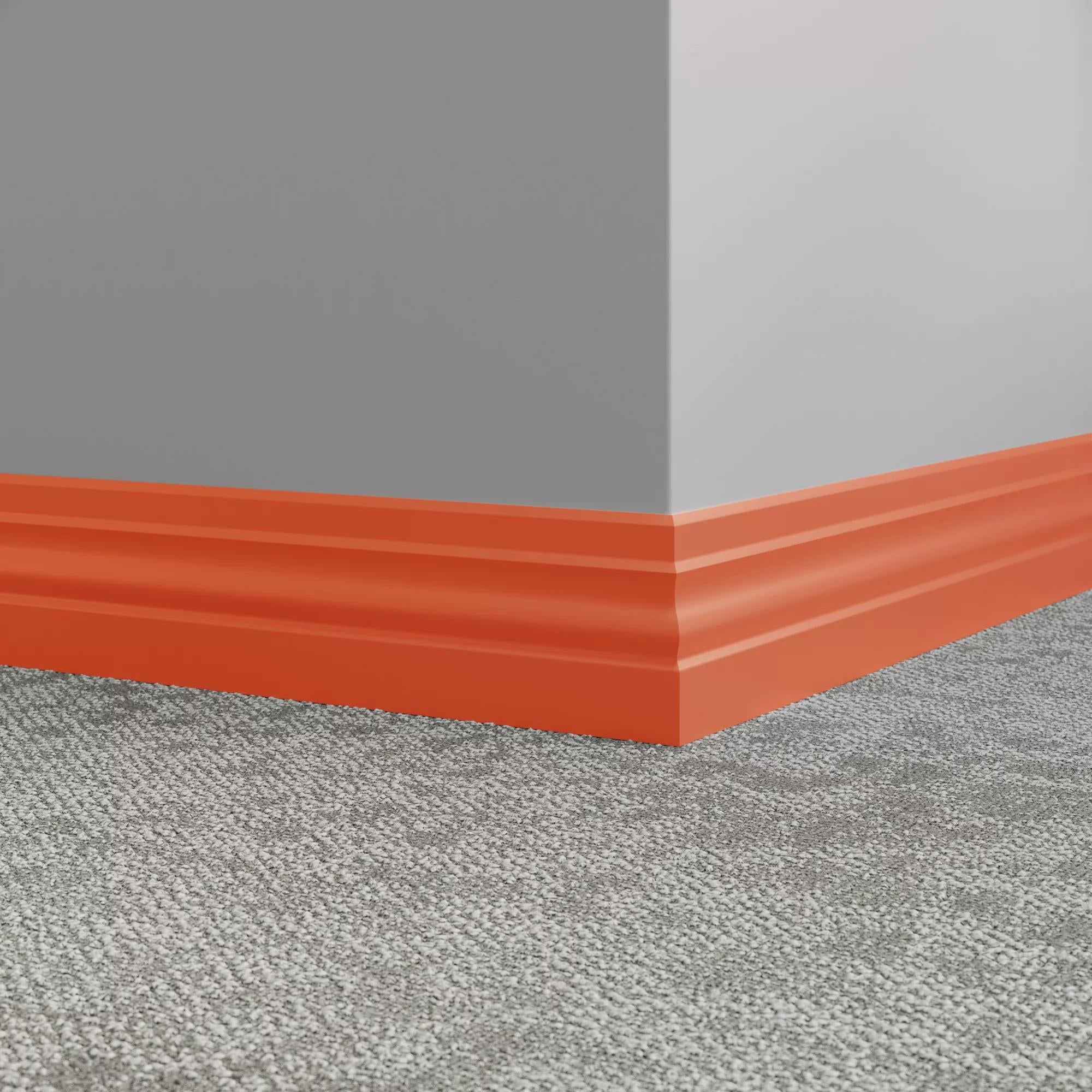 Tarkett / Johnsonite Millwork Ambassador 4" 62 Tangerine Tango 4" x 8' by 3/8" – product image showing size, style, and brand details.