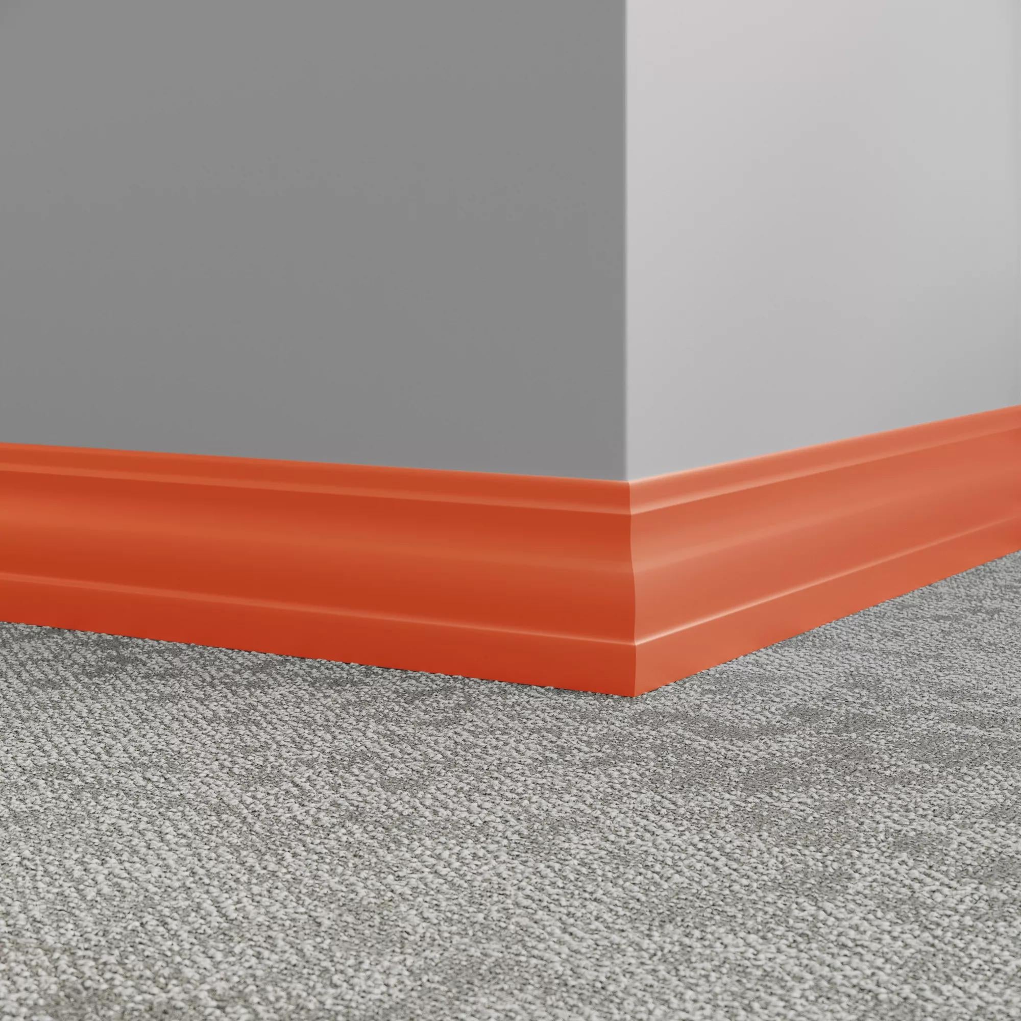 Tarkett / Johnsonite Millwork Delineate 4-1/4" 62 Tangerine Tango 4.25" x 8' by 3/8" – product image showing size, style, and brand details.