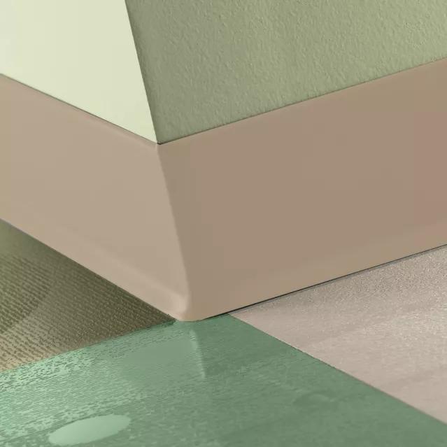 Tarkett Baseworks 4 inch Thermoset Rubber Wall Base Type TS 461 Wicker 4 inch x 120' Roll by 0.125 inch Cove (with Toe)