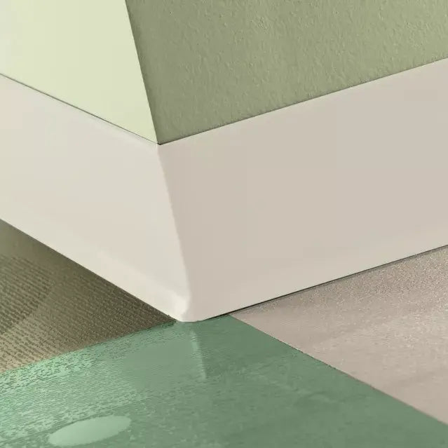 Tarkett Baseworks 2 1/2 inch Thermoset Rubber Wall Base Type TS 01 Snow White 2.5 inch x 120' Roll by 0.125 inch Cove (with Toe)