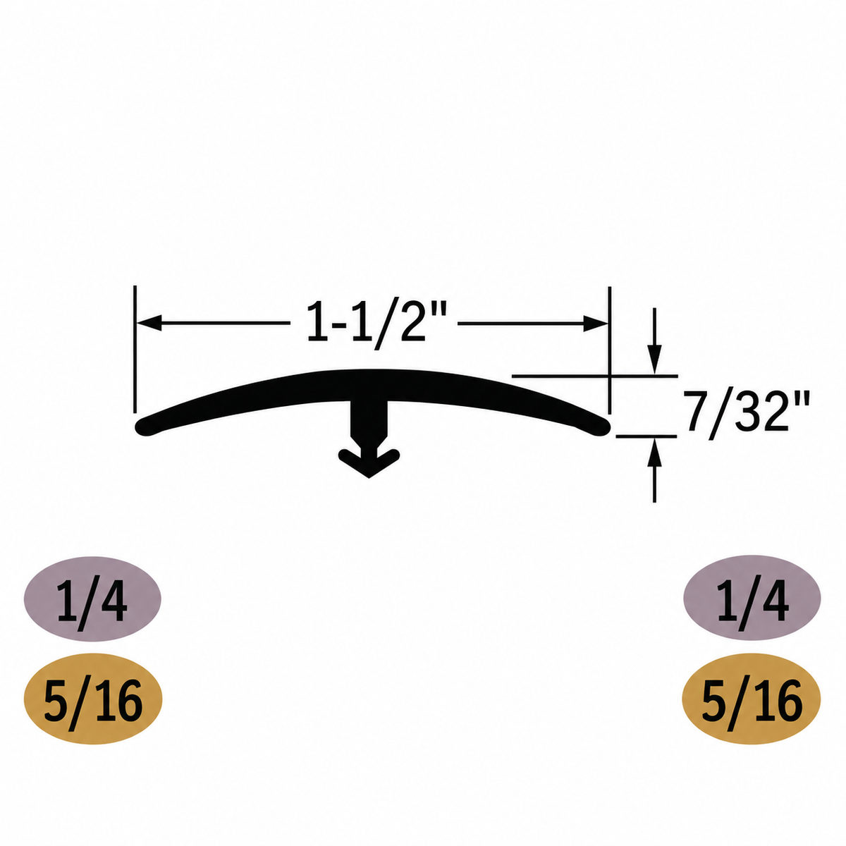Tarkett / Johnsonite CD-XX T-Molding 1/4" and 5/16" 240' LF/Box (20 pieces per box) Track Sold Separately