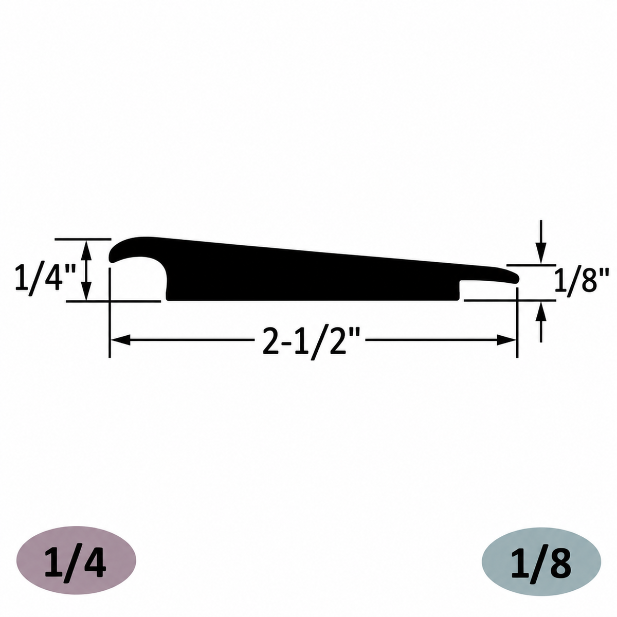 Tarkett / Johnsonite CTA-XX-H Wheeled Traffic Transition 1/4" to 1/8" Material by 2.5" wide / 12' long 120' LF/Box (10 pieces per box)