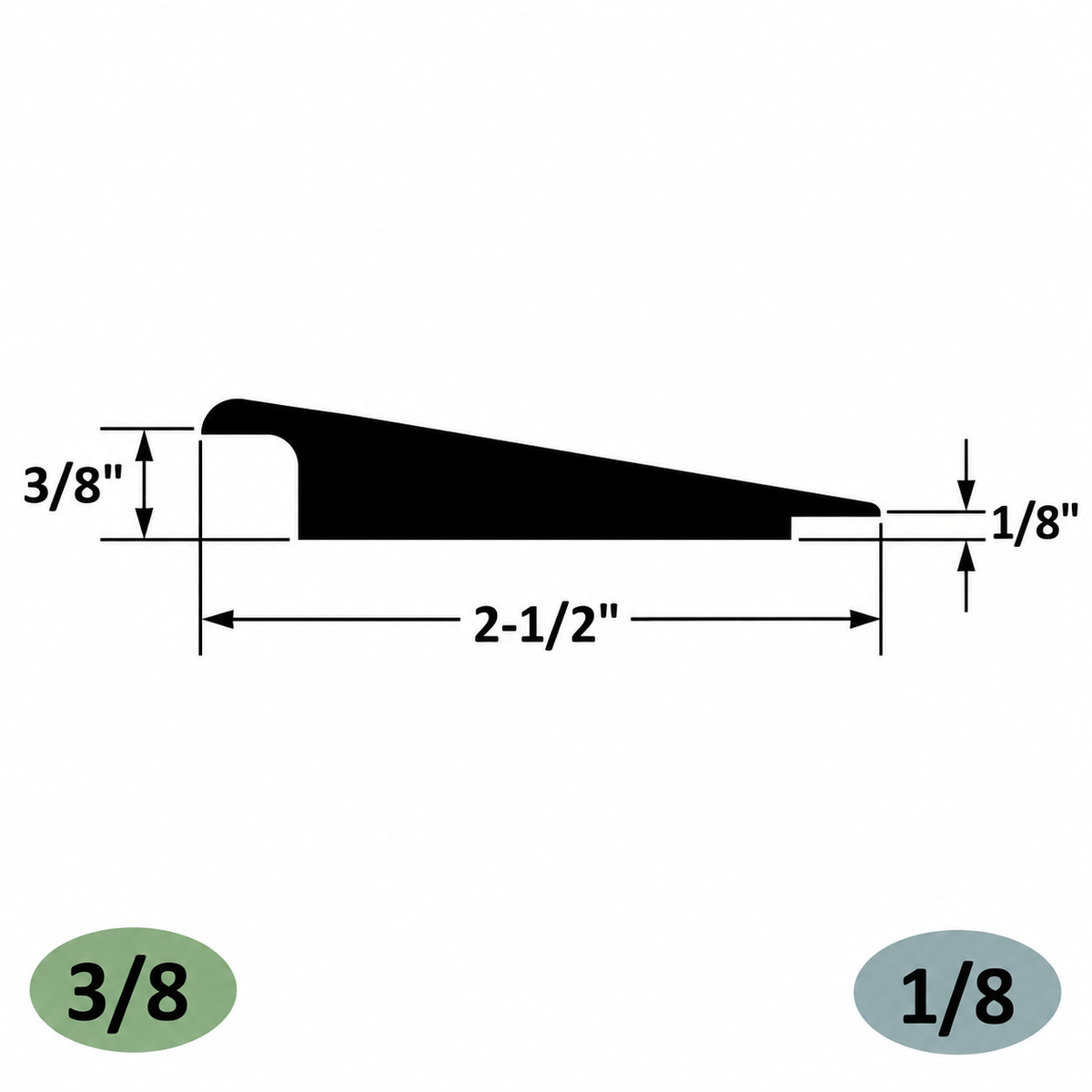 Tarkett / Johnsonite CTA-XX-K Wheeled Traffic Transition 3/8" to 1/8" 120' LF/Box (10 pieces per box)