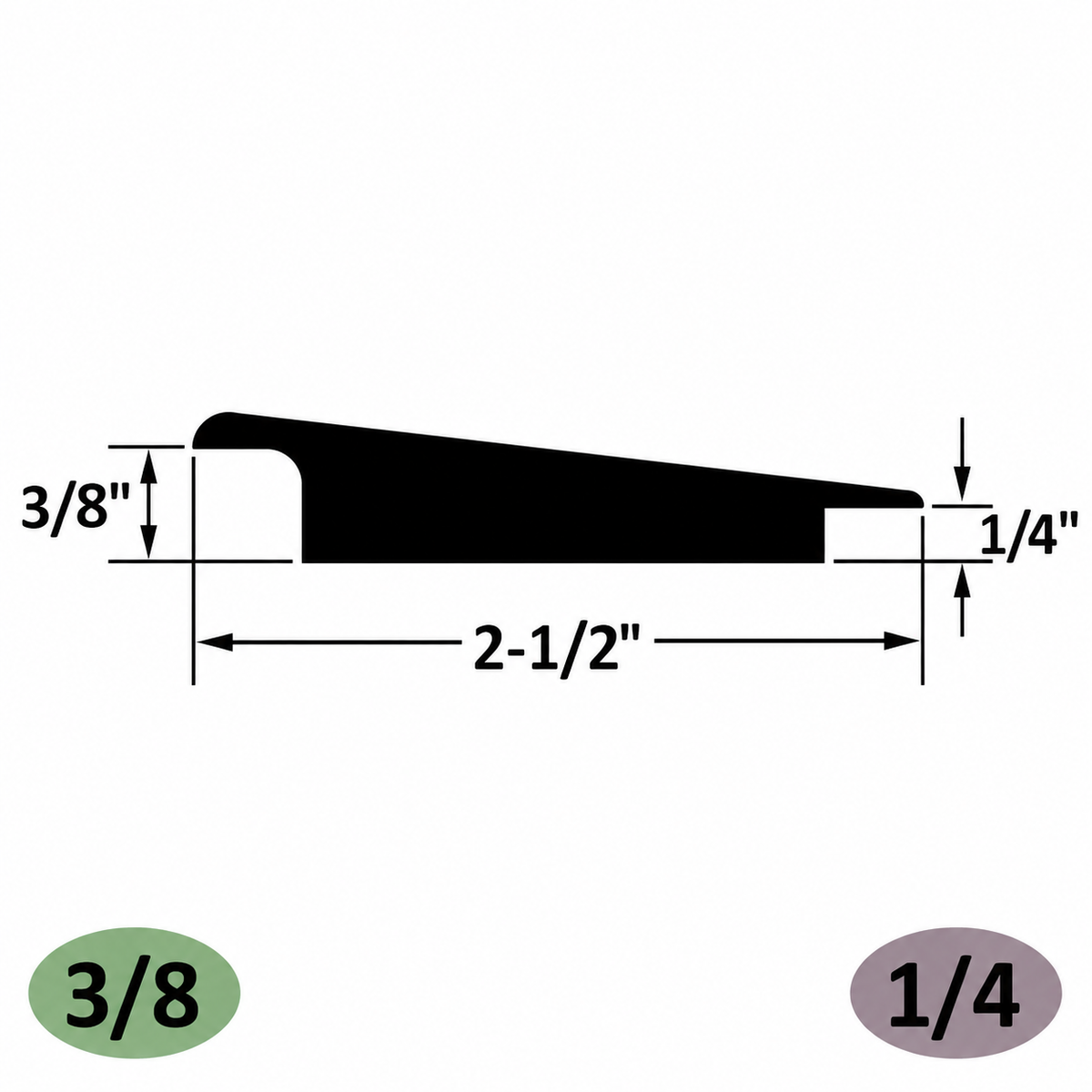 Tarkett / Johnsonite CTA-XX-L Wheeled Traffic Transition 3/8" to 1/4" 120' LF/Box (10 pieces per box)