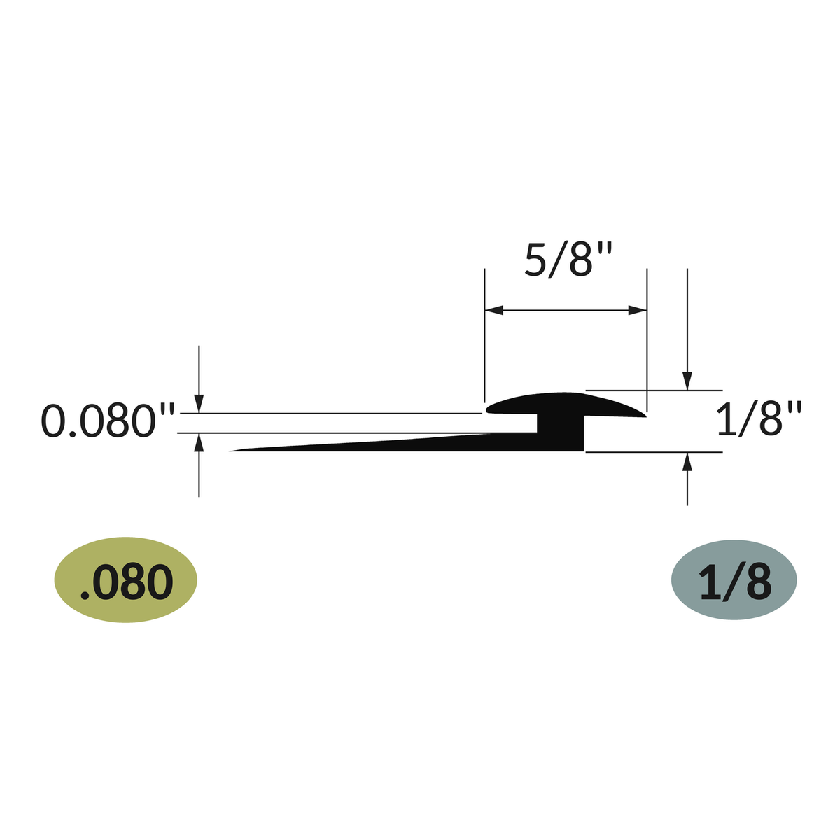 Tarkett / Johnsonite SLT-XX-B Slim Line Transition 5/8" to 1/8" 300' LF/Box (25 pieces per box) Track Sold Separately