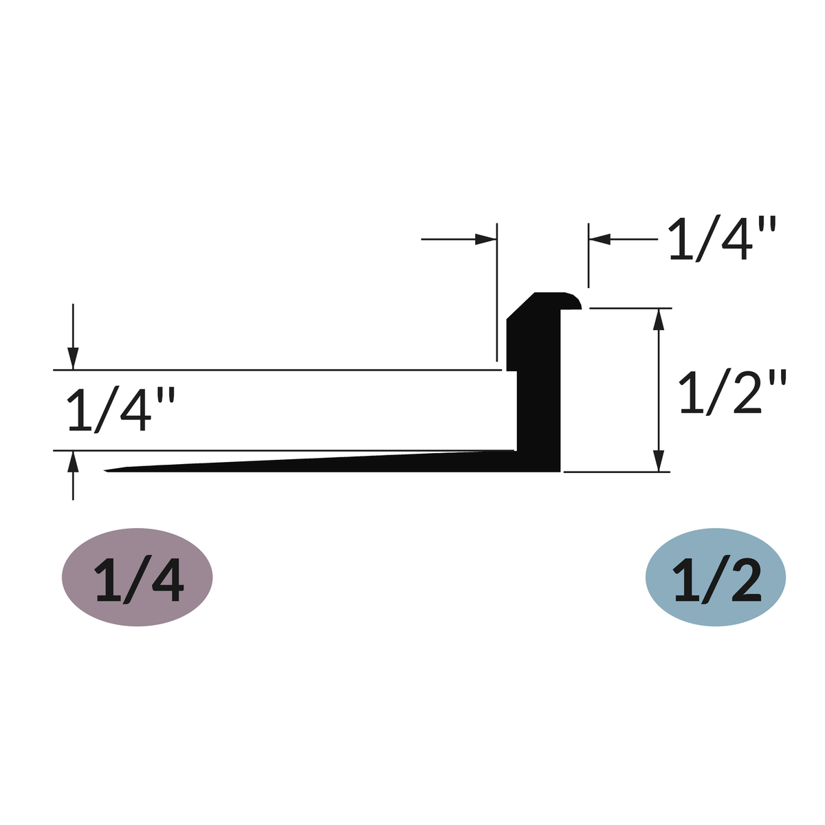 Tarkett / Johnsonite SLT-XX-G Slim Line Transition 1/4" to 1/2" 300' LF/Box (25 pieces per box) Track Sold Separately